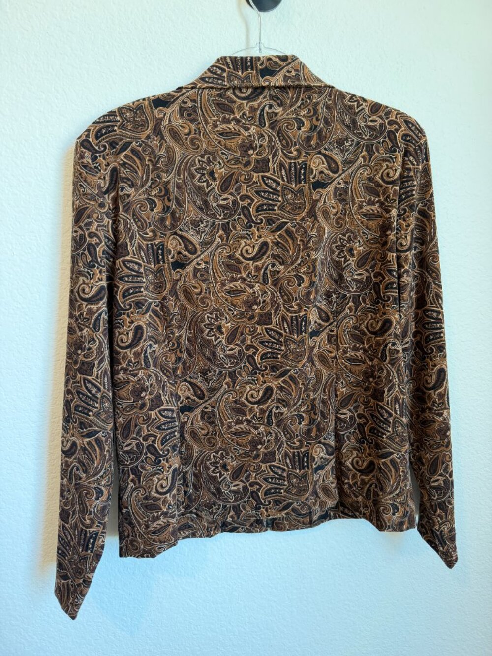 Briggs New York Vintage Y2K Brown Paisley Zip Jacket Blazer Retro 70s Size 8 - Picture 8 of 8